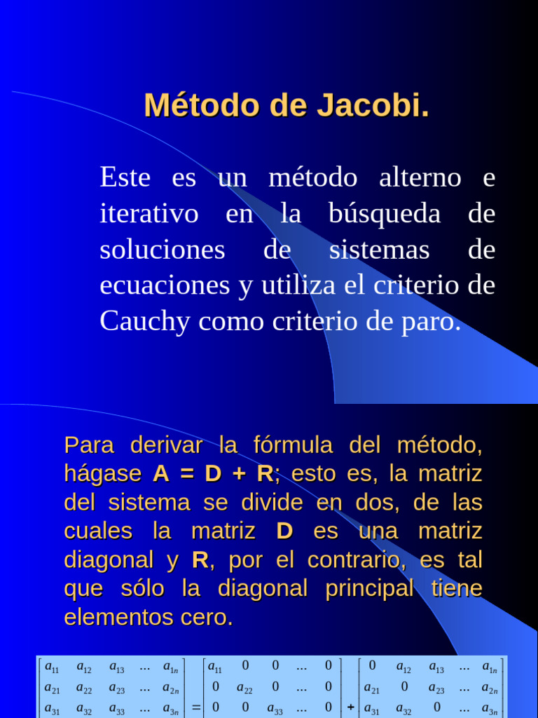 Método de Jacobi Solución Iterativa de Ecuaciones PDF Matriz — free download
