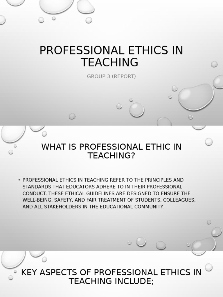 Professional Ethics in Teaching Report | PDF | Inclusion (Education ...