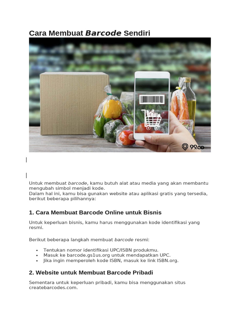 Cara Membuat Barcode Sendiri untuk Bisnis | PDF | Komputer