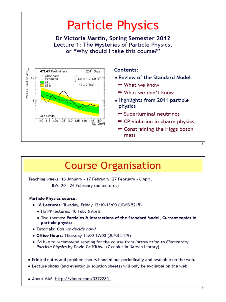 Particle Physics Course Overview | PDF | Standard Model | Elementary ...