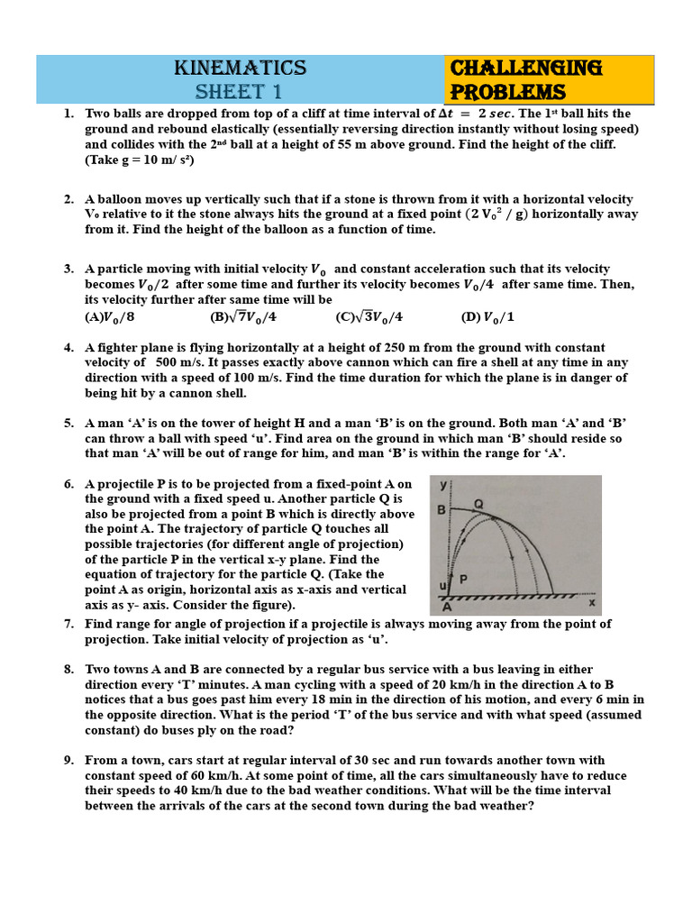 Challenging Problems Sheet 1 | PDF | Speed | Mechanics