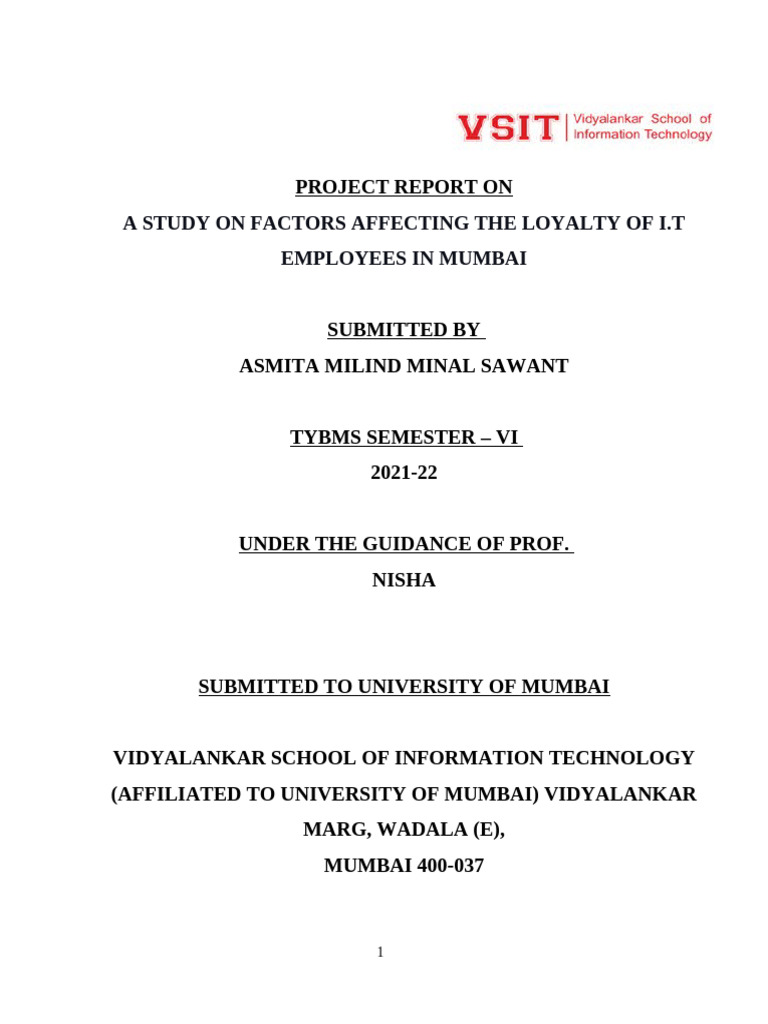 A Study On Factors Affecting The Loyalty of I.T Employees in Mumbai ...