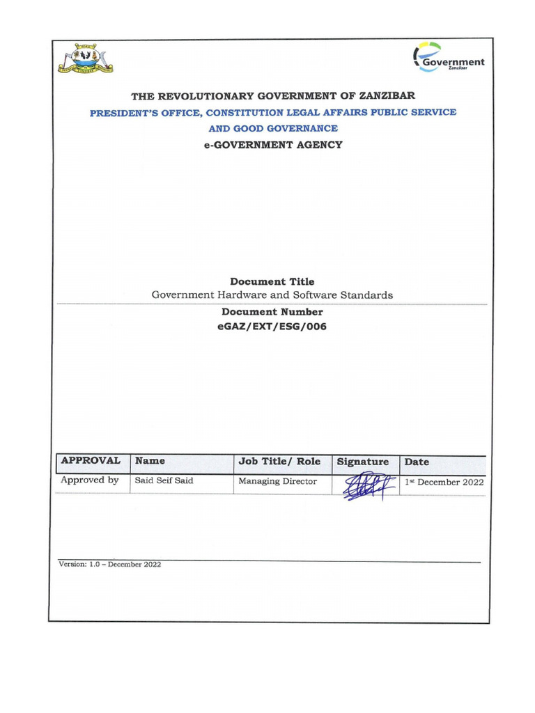 Zanzibar Government IT Standards Guide | PDF | Service Level Agreement ...