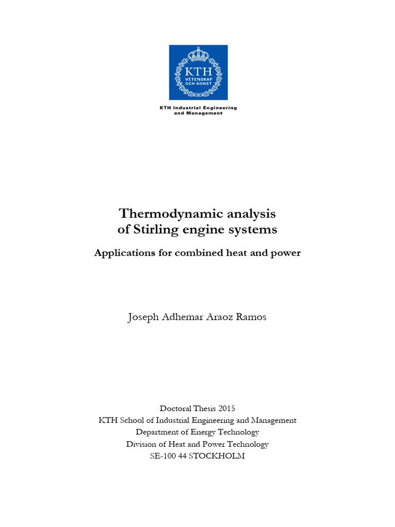Thermodynamic Analysis of Stirling Engin | PDF