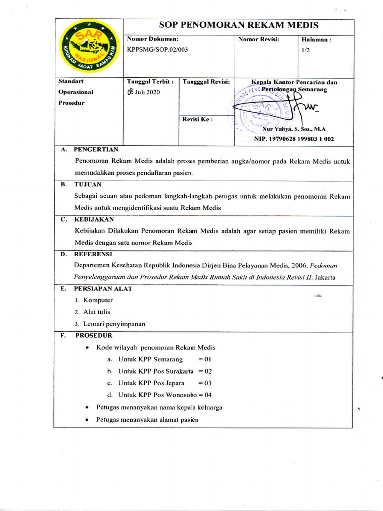 Penomoran Rekam Medis | PDF