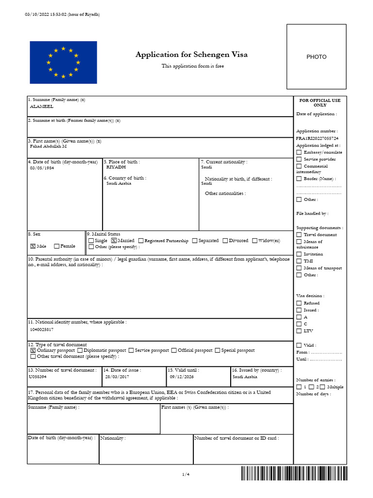 Schengen Visa Application Form Guide | PDF | Travel Visa