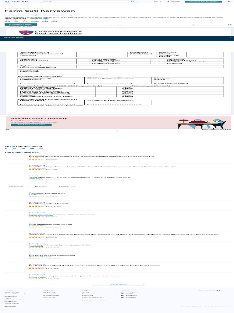 Form Cuti Karyawan - PDF | PDF