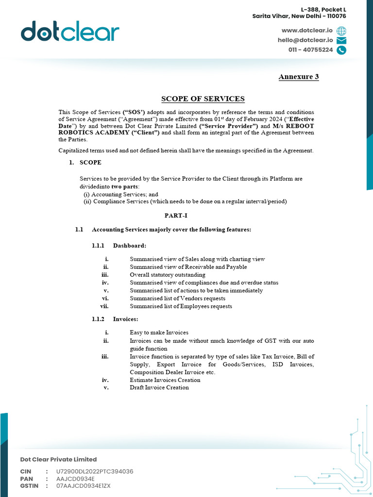 Annexure - 3 Scope of Services - Reboot | PDF | Voucher | Expense