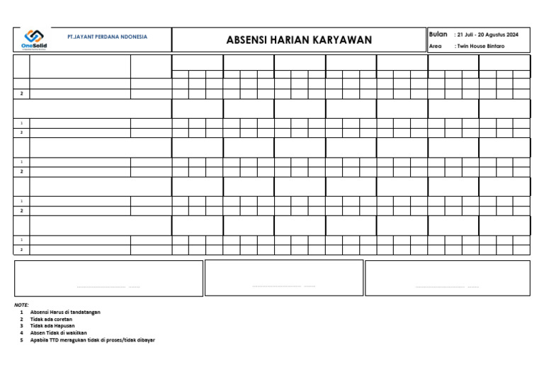 Form Absen Area | PDF
