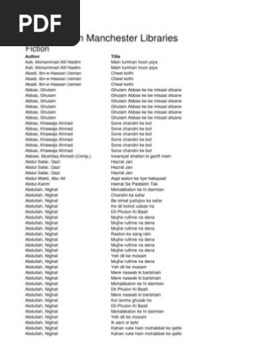 Urdu Titles In Man Chester Libraries Fiction