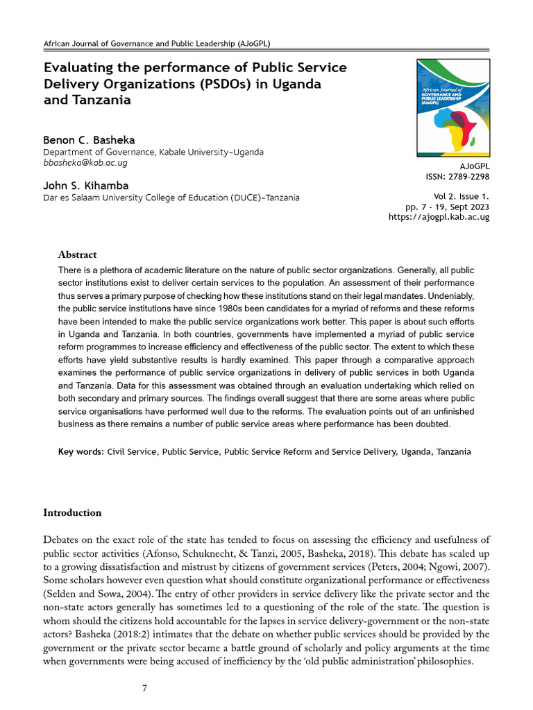 Public Service Delivery in Uganda & Tanzania | PDF | Governance | Salary