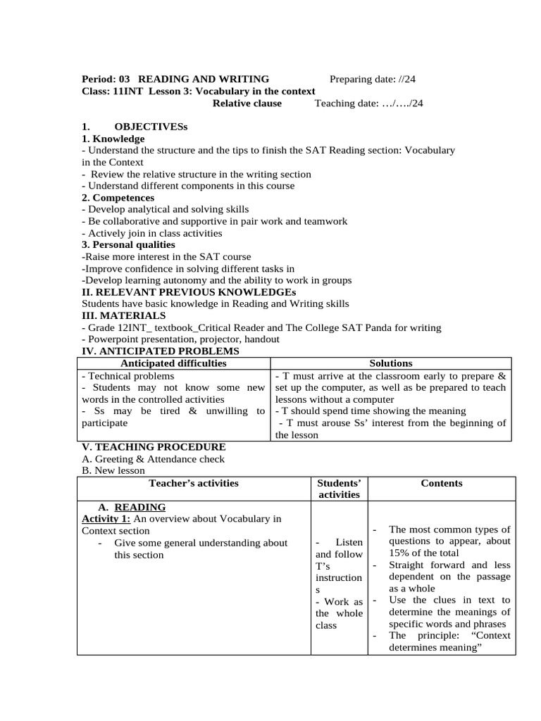 READING & WRITING & MATH | PDF | Sat | Mathematics