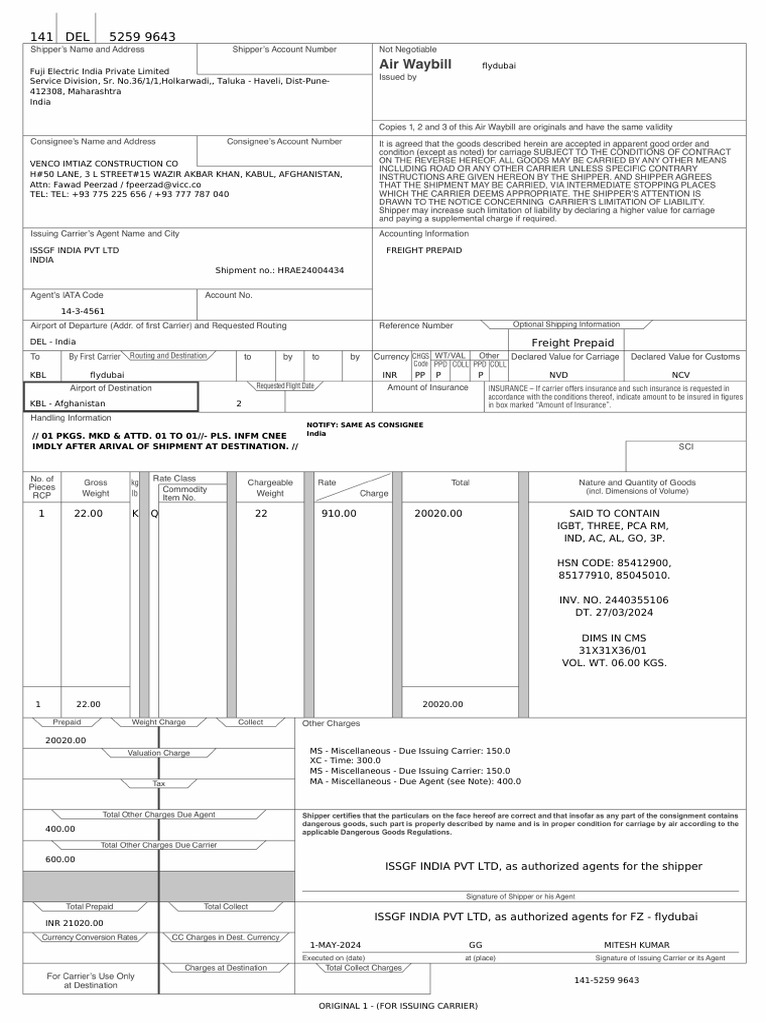 Mawb - Hrae24004434 | PDF