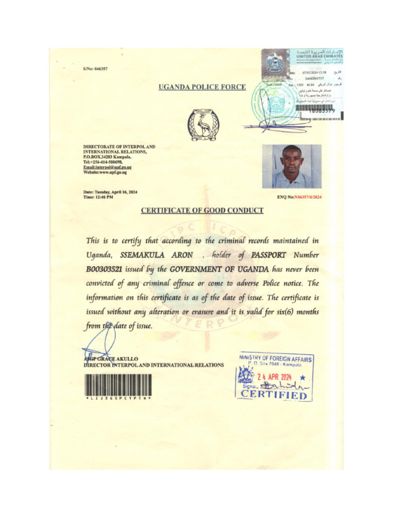 Certificate of Conduct | PDF