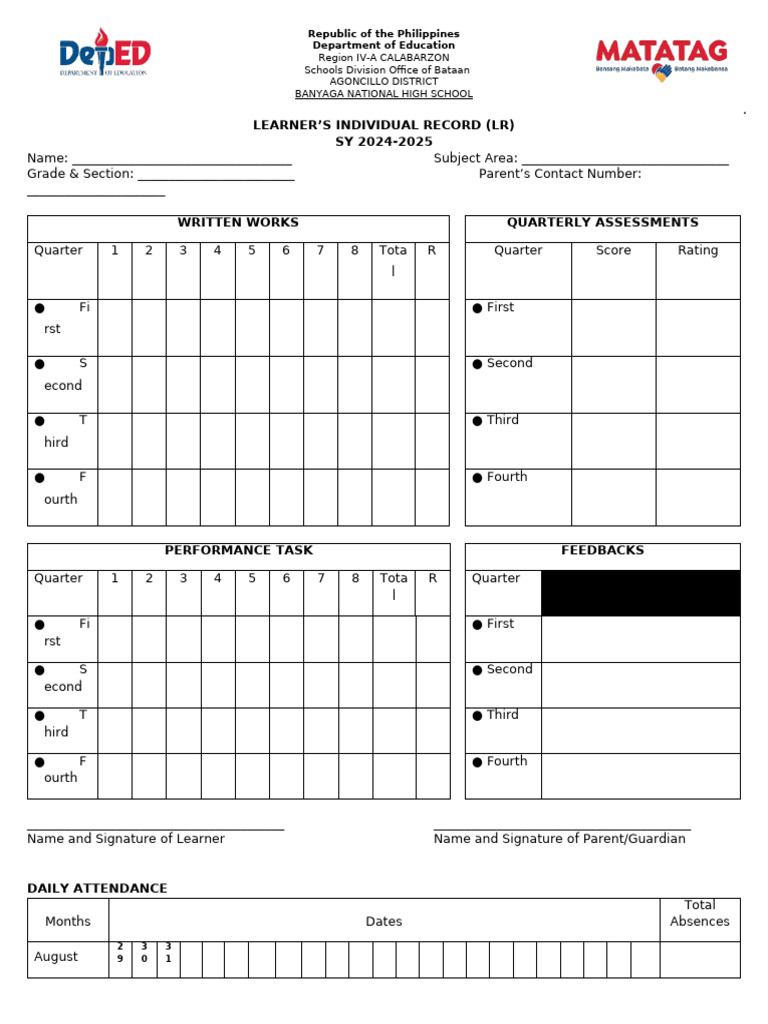 Individuallearnersrecordlr 230826091351 3a1b02a3 | PDF | Schools ...