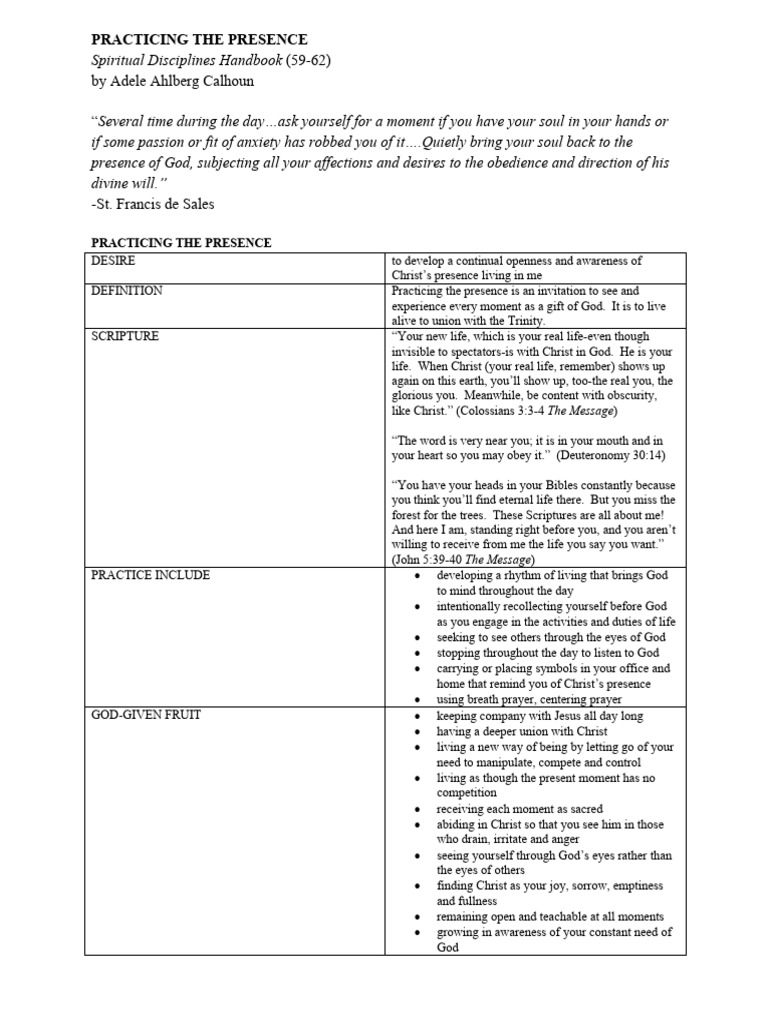Practicing the presence pdf prayer god