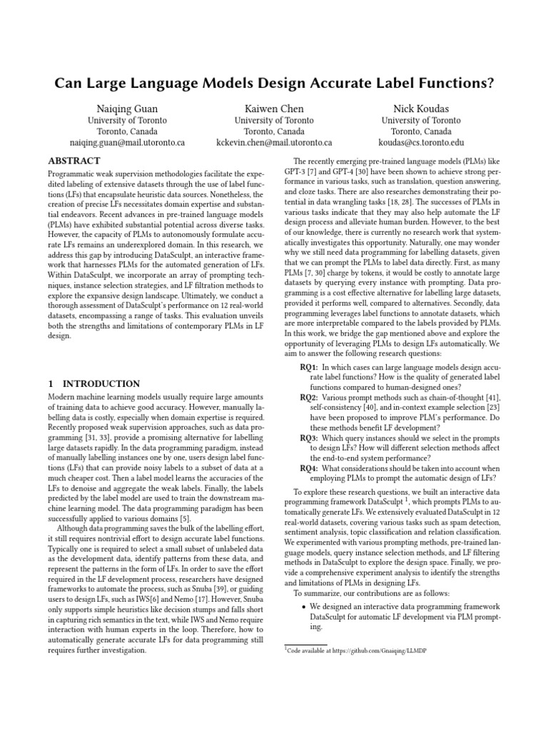 Can Large Language Models Design Accurate Label Functions?: Naiqing ...