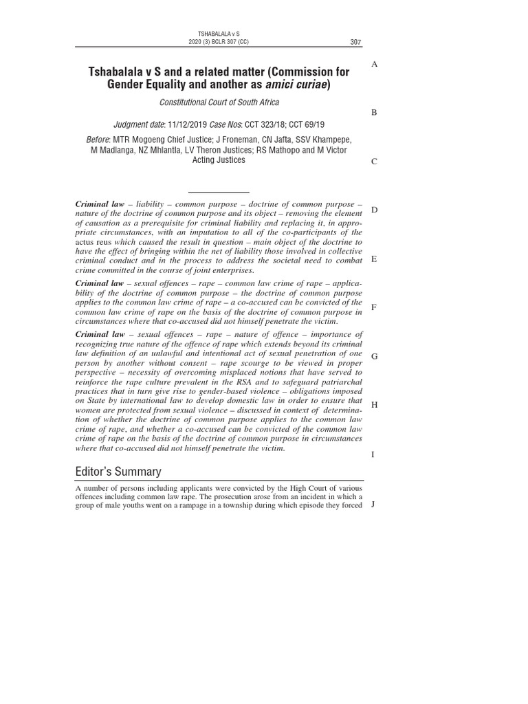 Common Purpose in Rape Cases Explained | PDF | Rape | Crimes