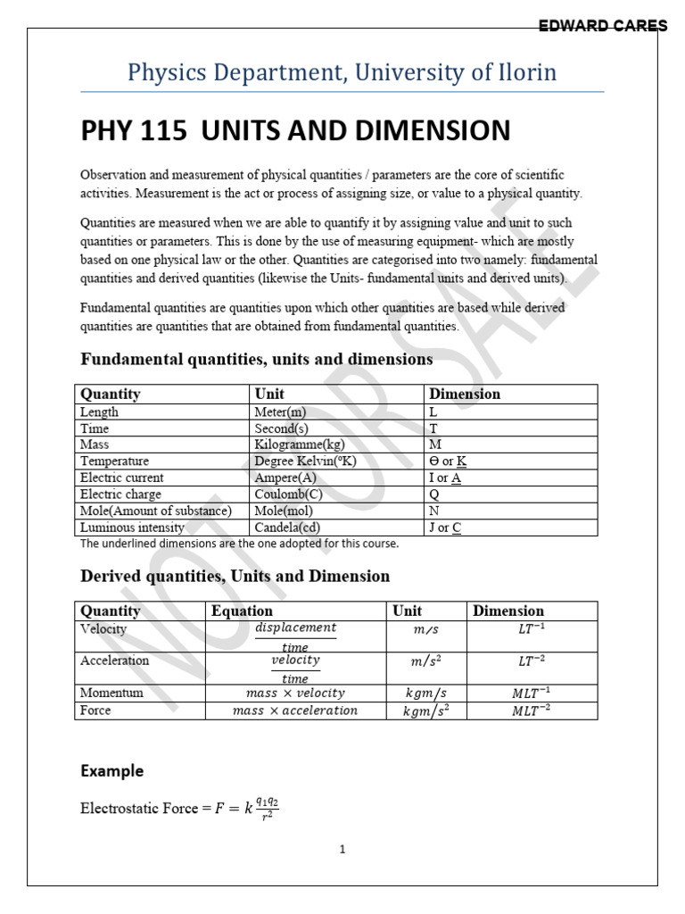 Units and Dimensions in Physics | PDF | Acceleration | Velocity