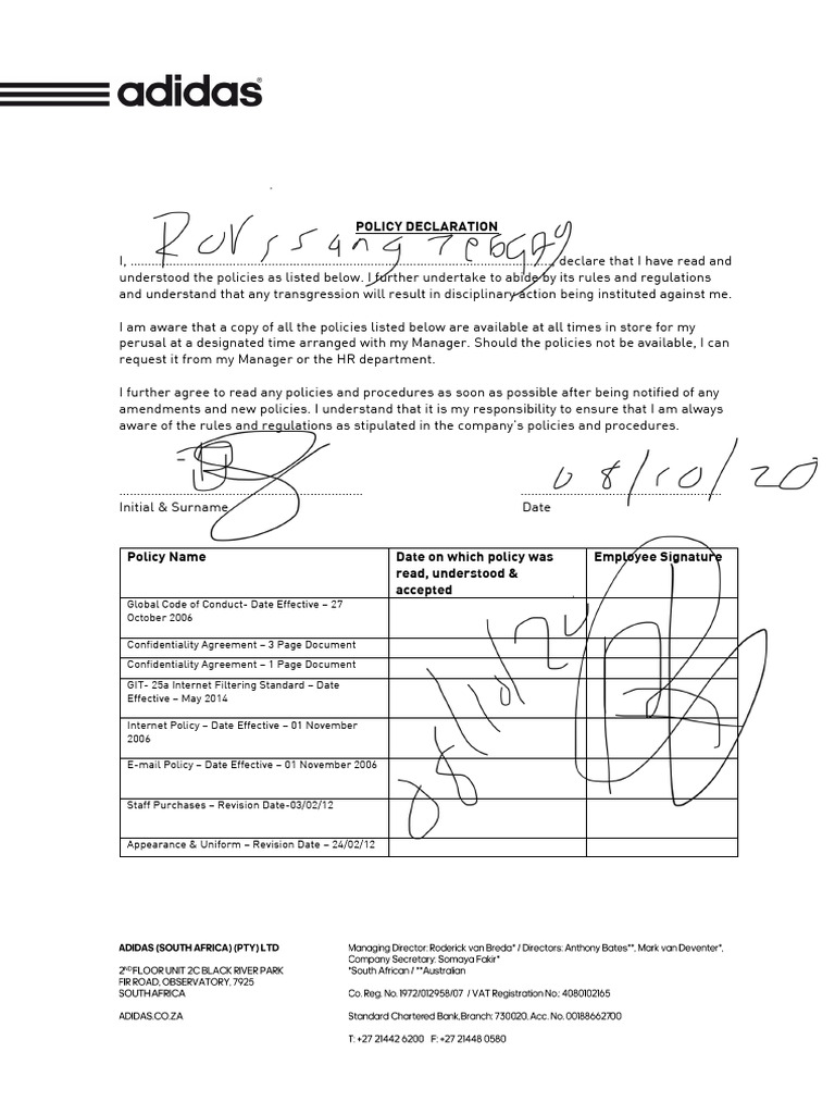 Employee Policy Acknowledgment Form | PDF