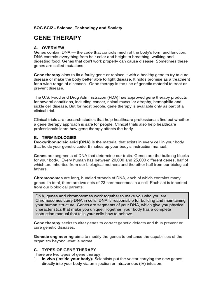 Understanding Gene Therapy Basics | PDF | Gene Therapy | Gene
