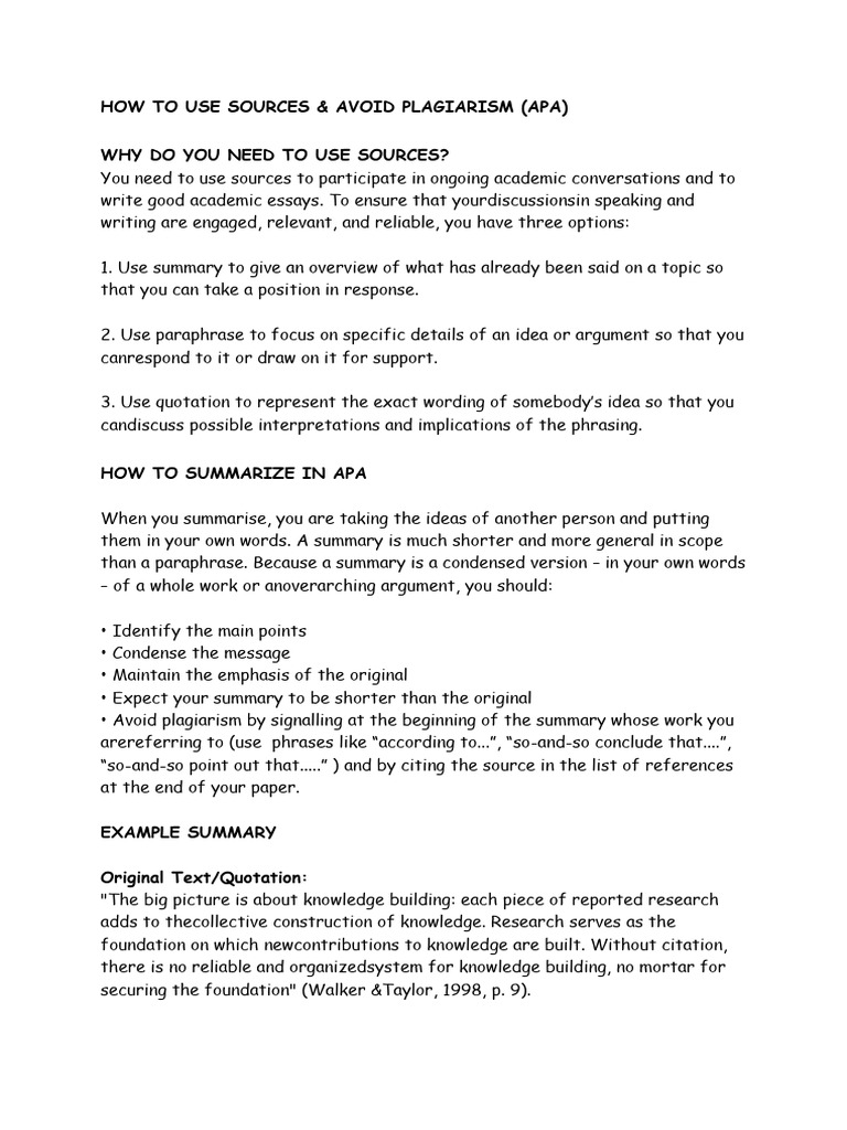 Avoiding Plagiarism in APA Writing | PDF | Citation | Knowledge