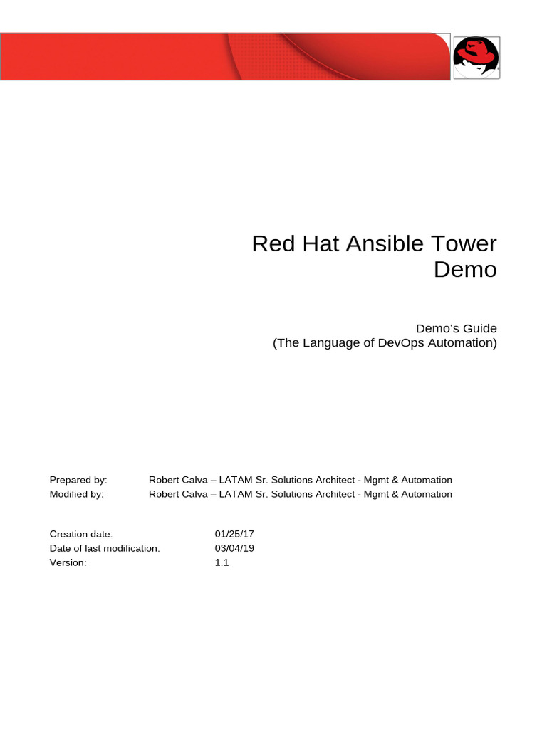 Red Hat Ansible Tower Demo Guide | PDF | Web Server | Internet & Web