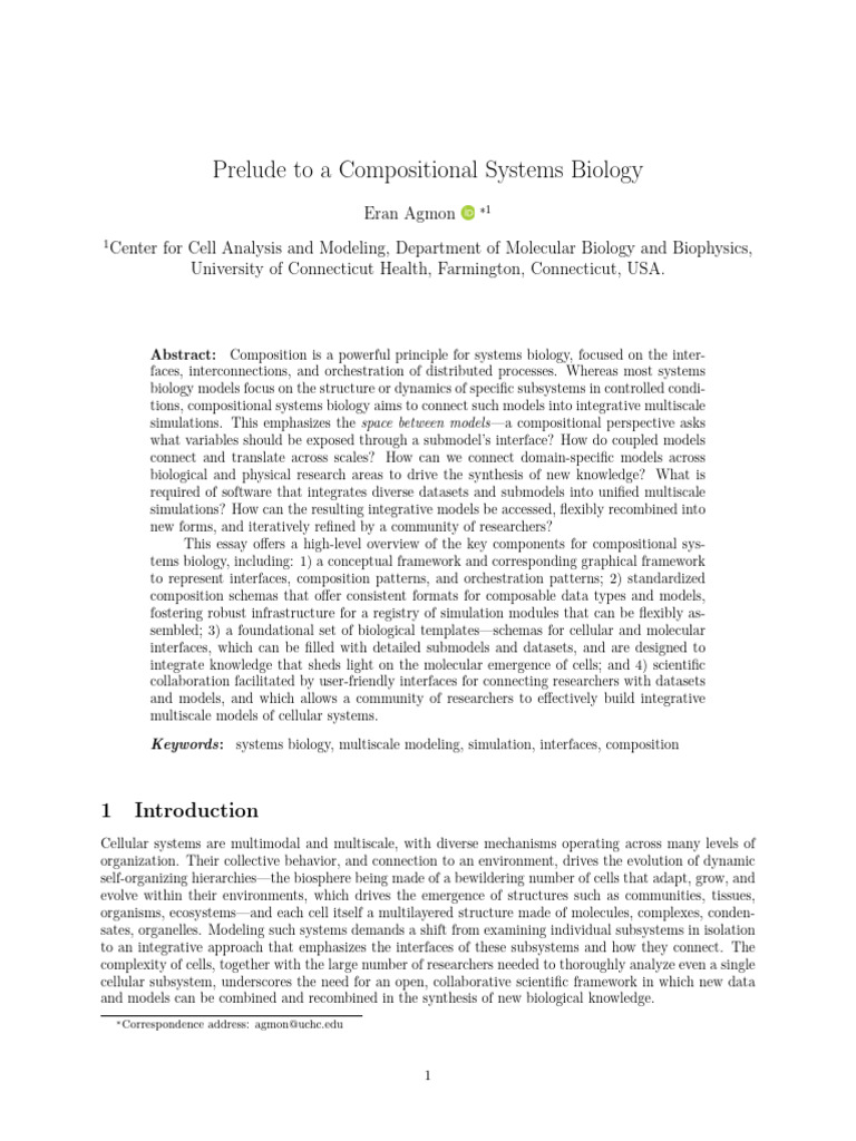 Prelude To A Compositional Systems Biology | PDF | Enzyme | Cell (Biology)