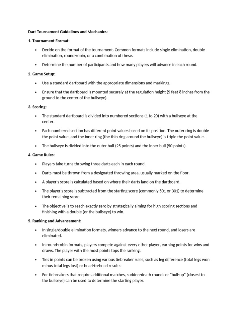 Dart Tournament Rules and Mechanics | PDF | Sports