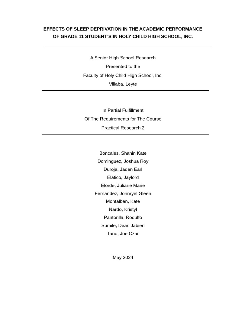 Sleep Deprivation's Impact on Grade 11 Academic Performance | PDF ...