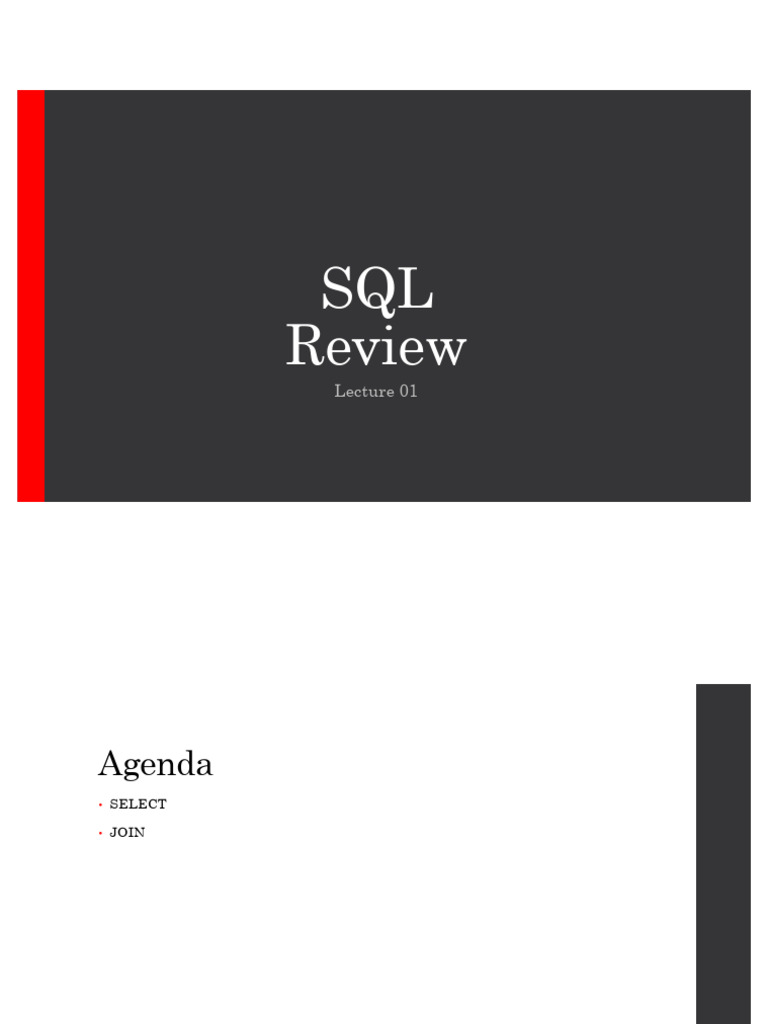 Lecture01-SQL Review-new | PDF | Sql | Databases