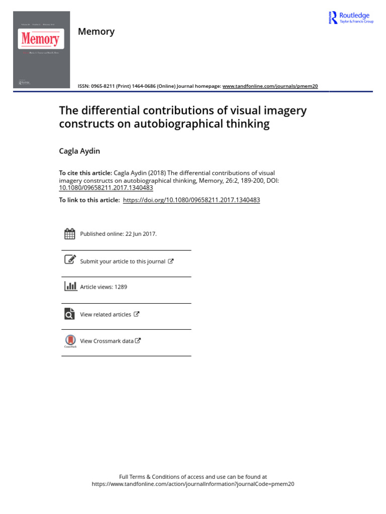 Visual Imagery's Role in Autobiographical Memory | PDF | Memory ...