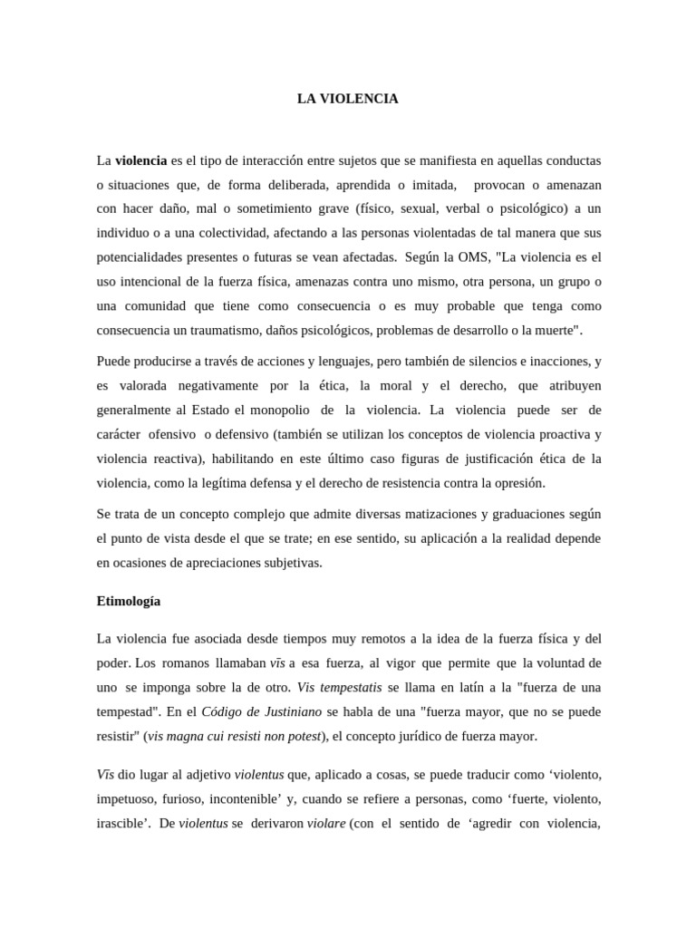 Tipos y Consecuencias de la Violencia | PDF | Violencia | La violencia ...