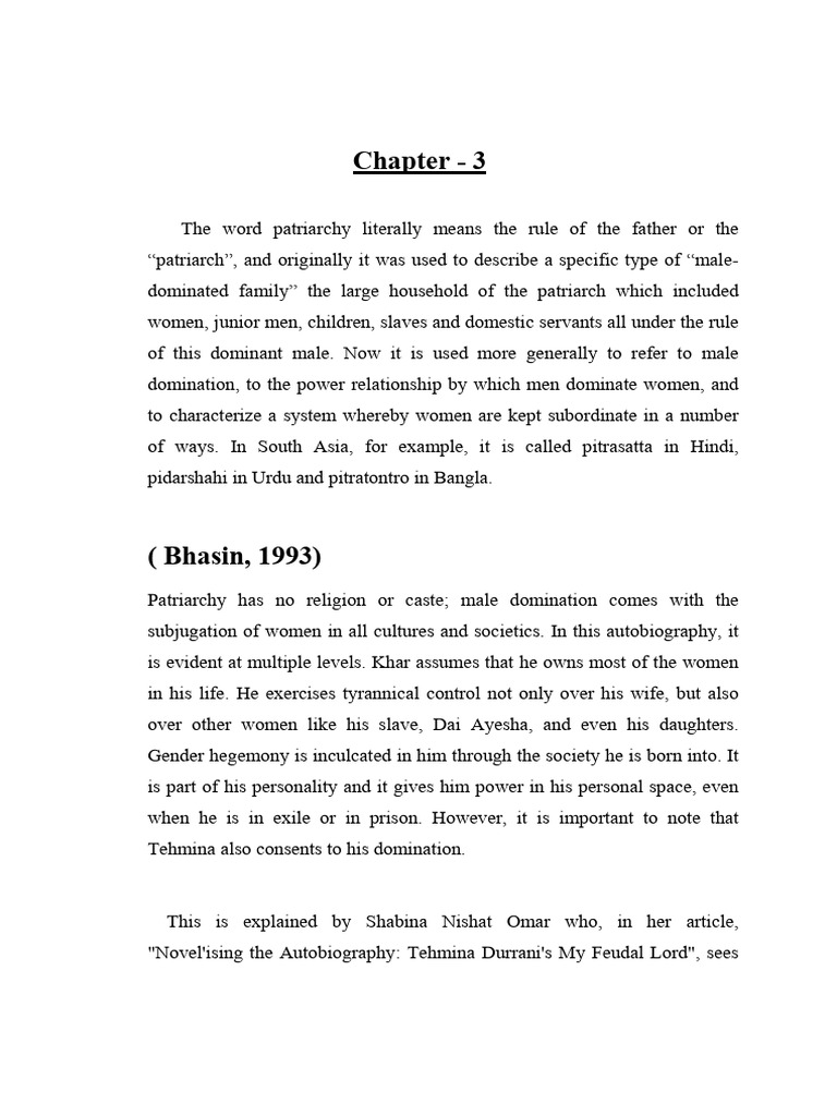 Chapter 3 Dominance of Patriarchy - 230628 - 130653 | PDF | Patriarchy ...