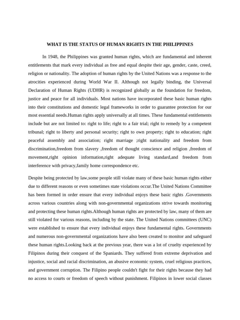 Human Rights Status in the Philippines | PDF | Rodrigo Duterte | Human ...