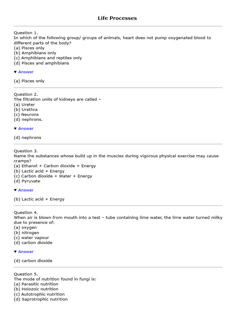Class 10 Nutrition MCQs Guide | PDF | Digestion | Nutrition