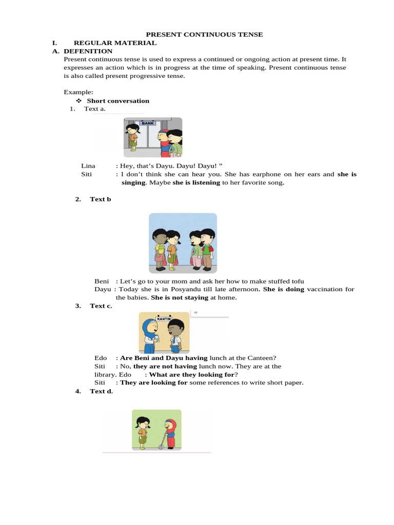 Present Continuous Tense | PDF | Verb | Subject (Grammar)