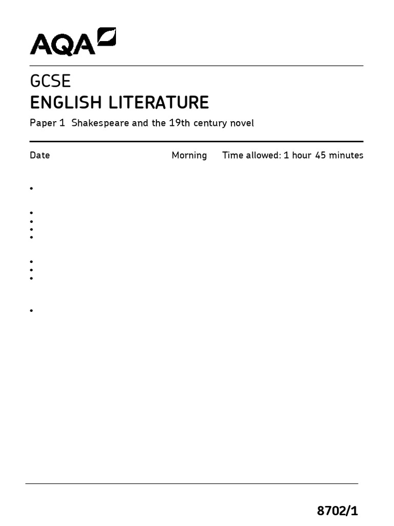 AQA Lit Paper 1 Exemplar B | PDF