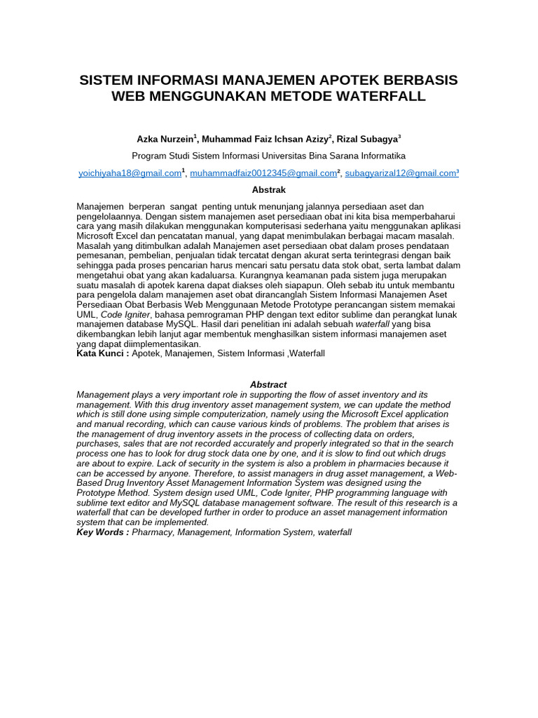 Sistem Manajemen Apotek Web Waterfall | PDF
