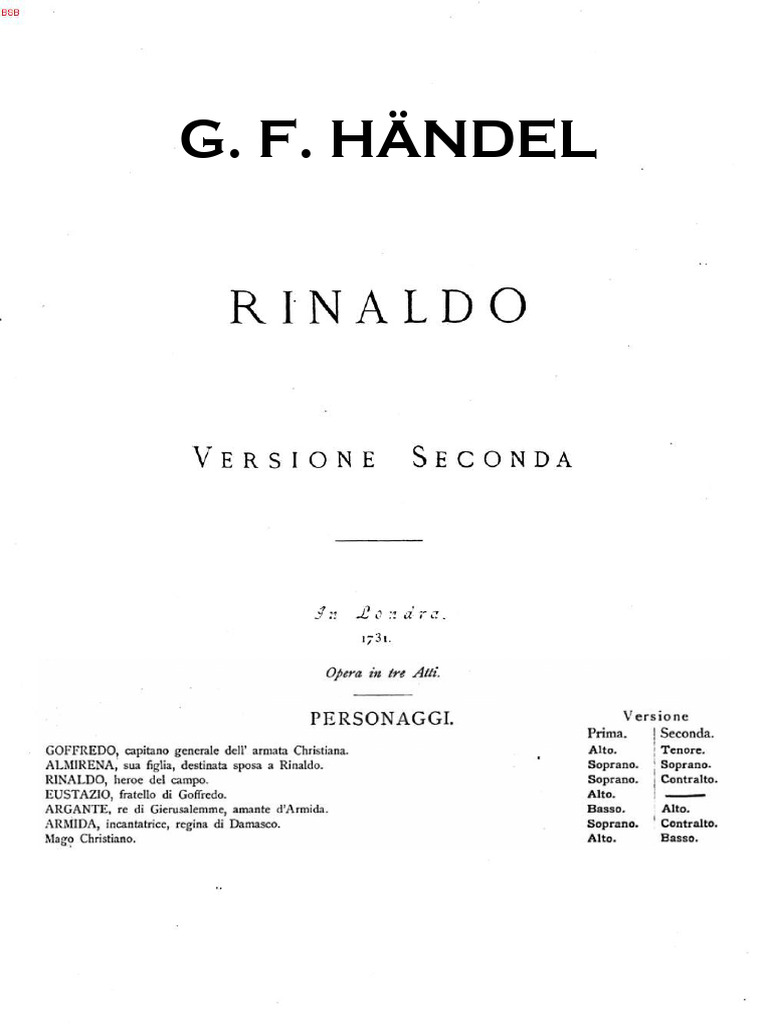 Händel - Rinaldo | PDF