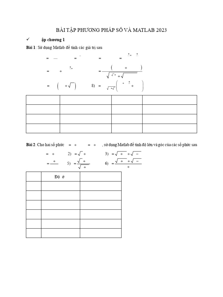 BaiTap PPSo Matlab 2023 DapAN | PDF