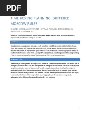 Time Boxing Planning: Buffered Moscow Rules
