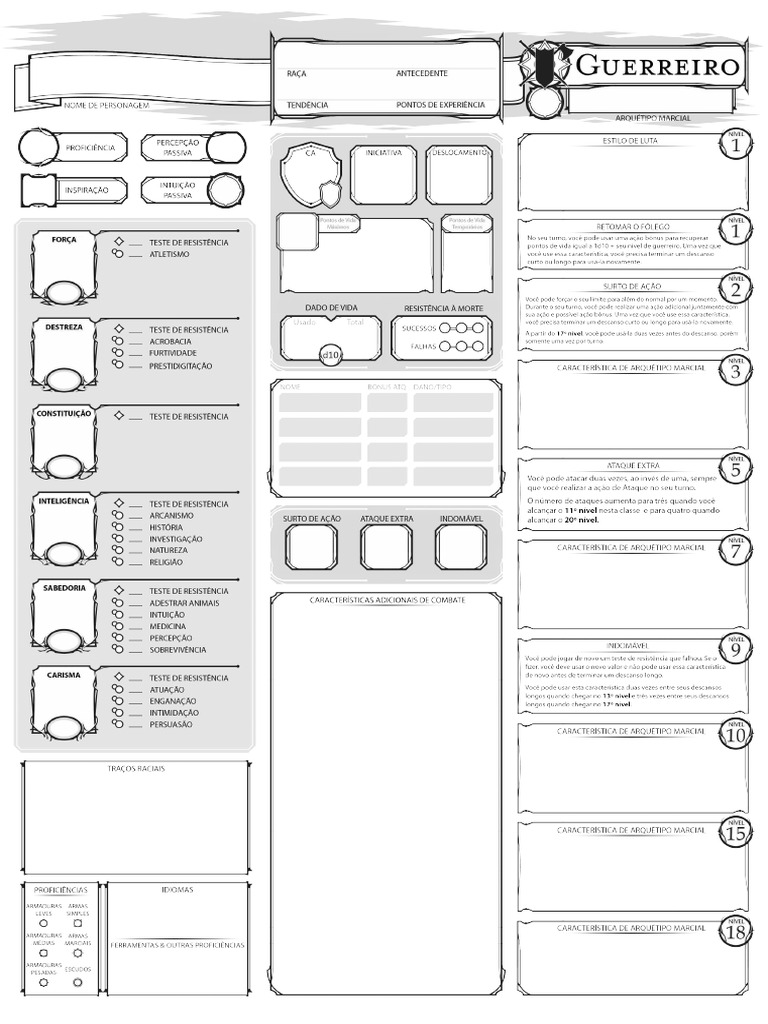 Dampd 5e Ficha Guerreiro Editavel PDF Free PDF