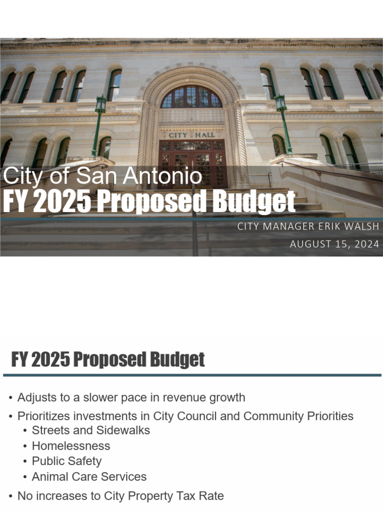 San Antonio FY 2025 Proposed Budget Overview PDF Taxes Property Tax