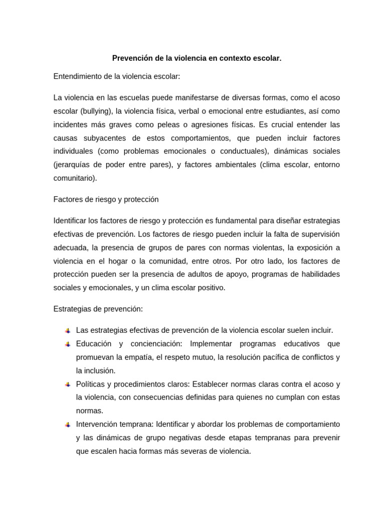 Prevención de La Violencia en Contexto Escolar | PDF | Violencia ...