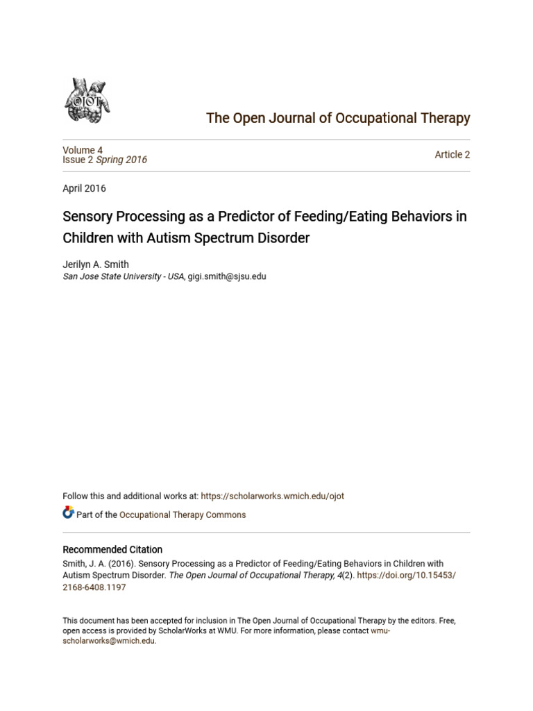 INGLES Sensory Processing Eating Behaviors and ASD | PDF | Autism ...