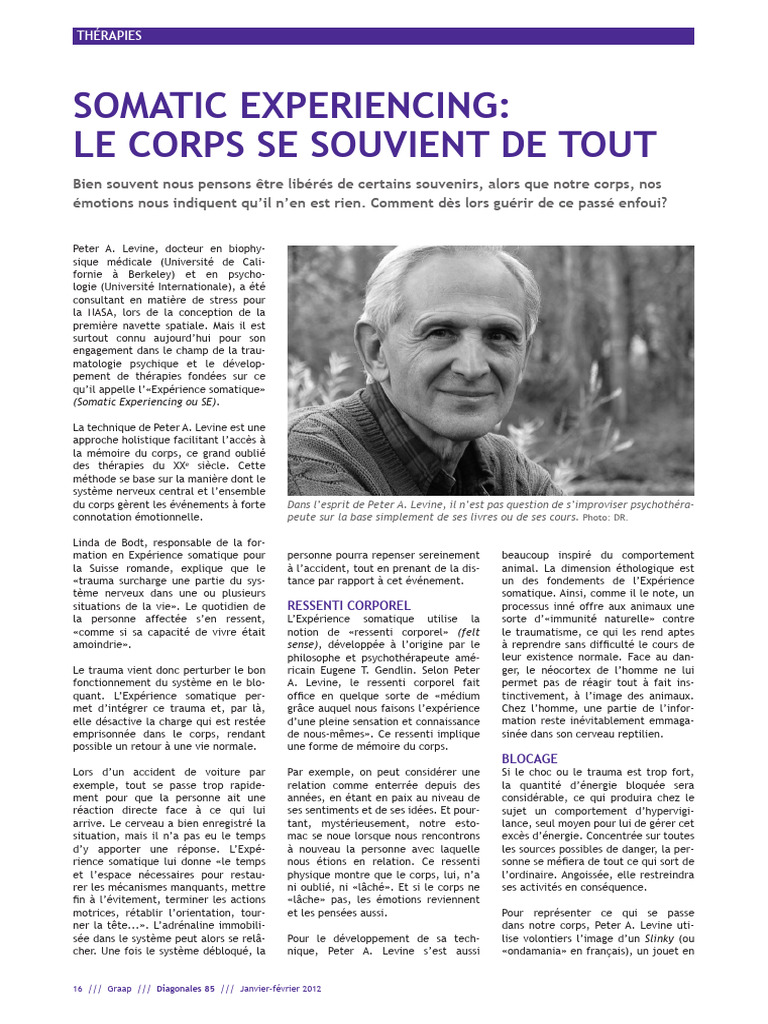 Somatic Experiencing Le Corps Se Souvient de Tout Peter A Levine | PDF