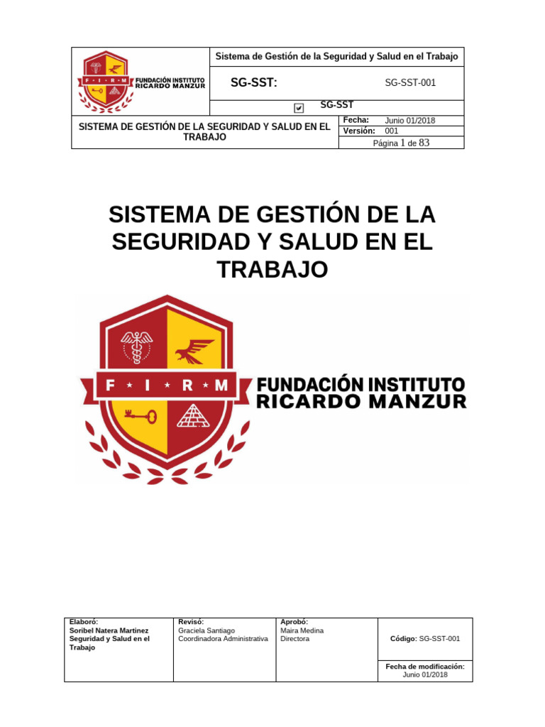 SG-SST-001 Sistema de Gestión de La Seguridad y Salud en El Trabajo | PDF