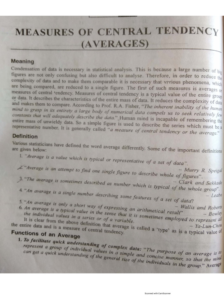 Measures of Central Tendency - Mean | PDF