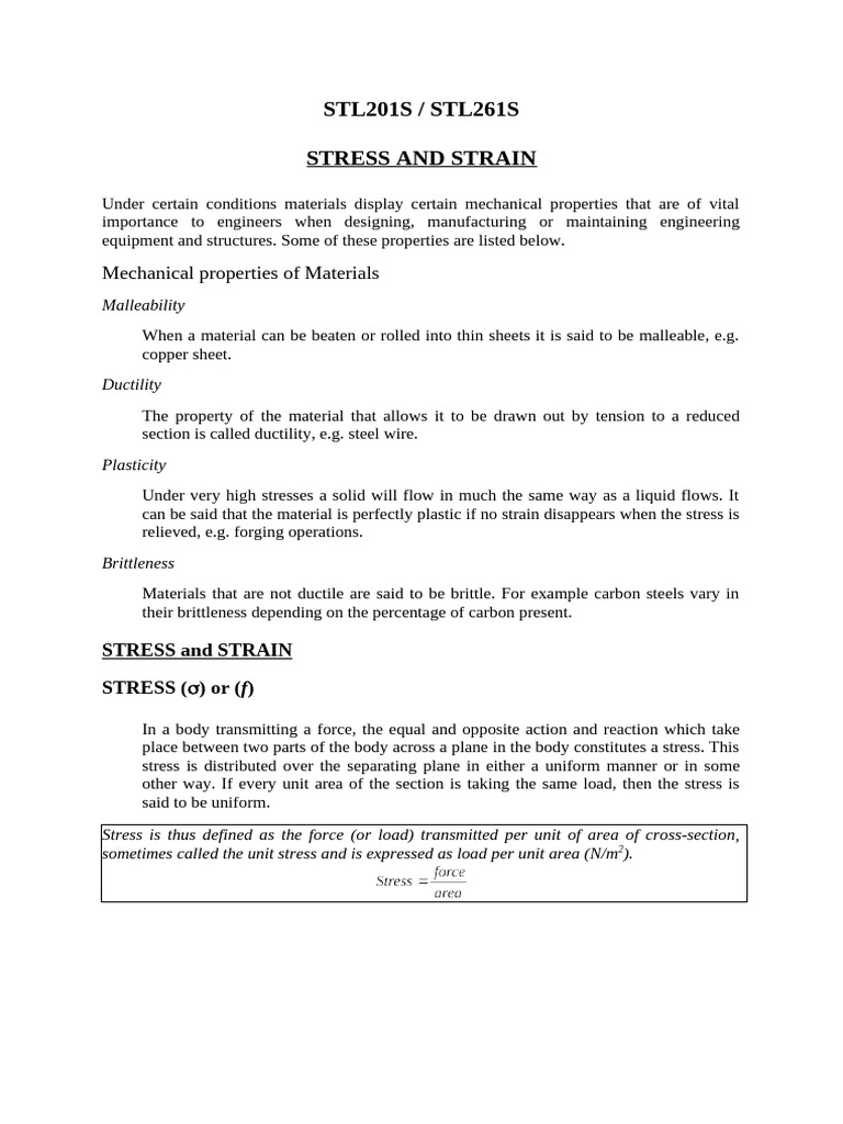 1 Stress & Strain | PDF
